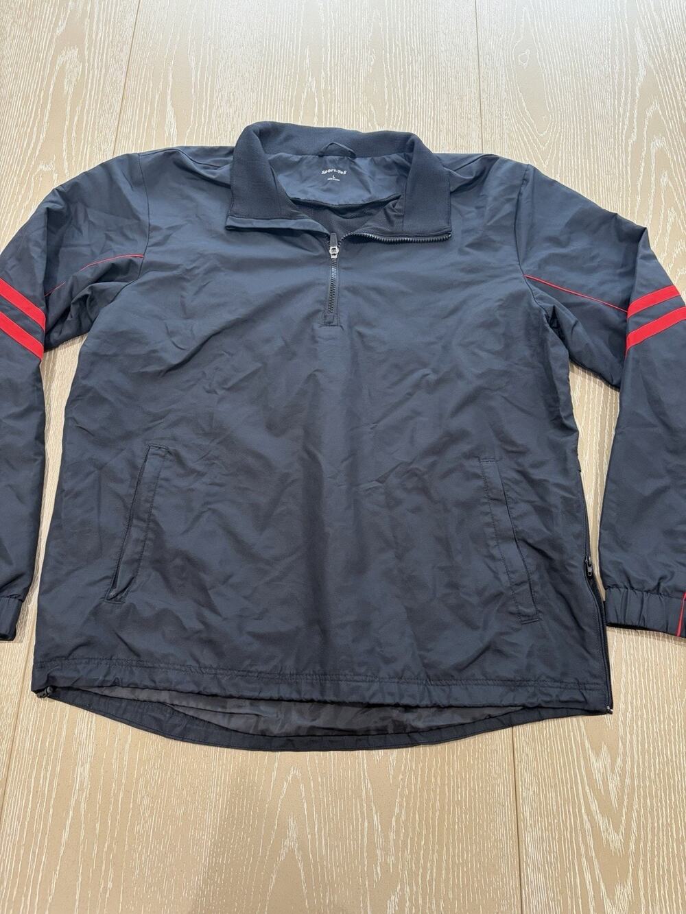 Sport-Tek Shield Ripstop 1/2-Zip Pullover Mens Size Large Black And Red